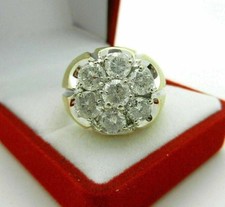 1Ct Lab Created Diamond Men's Engagement Cluster Ring 14k Yellow Gold Plated