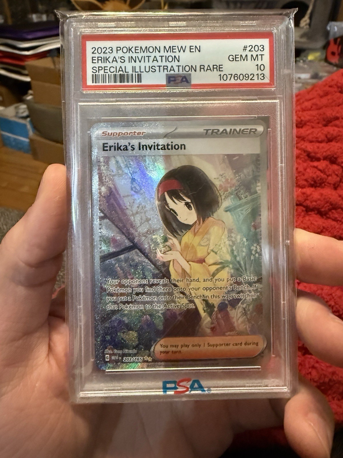 2023 POKEMON MEW EN-151 SPECIAL ILLUSTRATION RARE #203 ERIKA'S INVITATION PSA 10