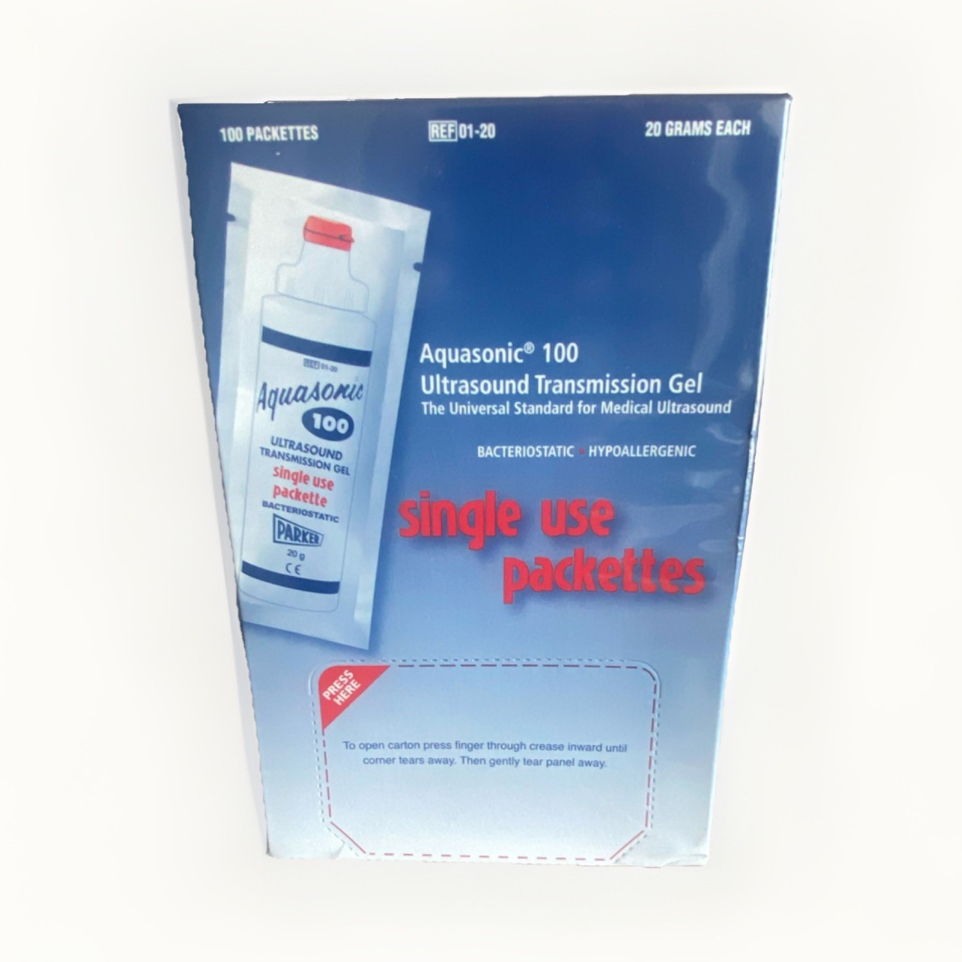 Parker Aquasonic 100 Ultrasound Transmission Gel Single Use Packets 100 x 20g.