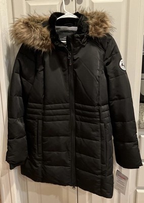 New Arctic Expedition Quilted Down Coat Removable Hood Black Puffer jacket L
