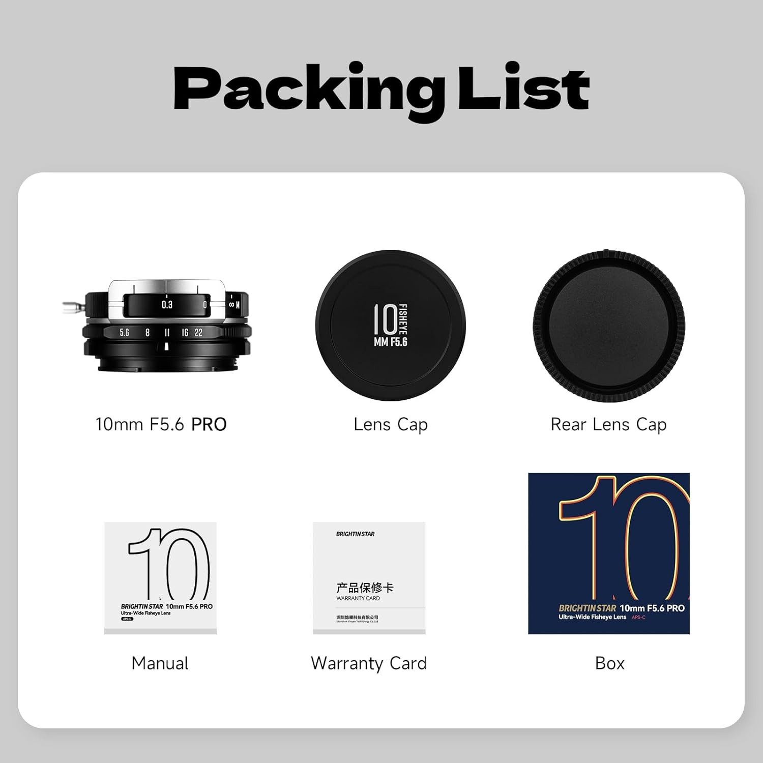 Brightin Star 10mm F5.6 Pro APS-C Ultra-Wide Angle Fisheye Lens for X/E/Z/FR/M43