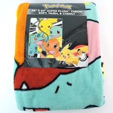 Pokemon Pikachu Bulbasaur Charmander Squirtle Plush Throw Blanket 46x60