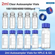 2ml Autosampler Vials+Caps Amber/Clear Glass Bottle 9-425 Screw Thread Top10000x