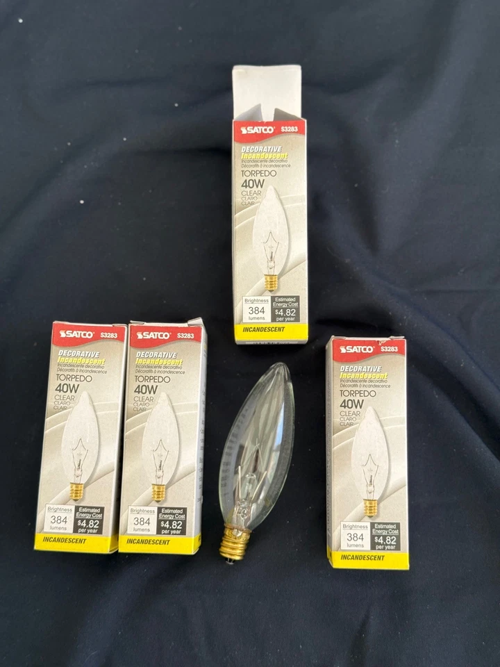 4 New Satco A3683 130V Candelabra Base 40 Watt  Light Bulb Clear E12 Base - Image 2 of 3