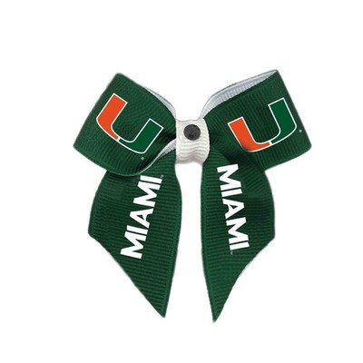 NEW MIAMI HURRICANES PET DOG CAT HAIR BOW w/ RHINESTONE ACCENT SMALL MADE IN USA