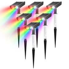 RGB Solar Spot Lights : 2 IN 1 Solar Lights Outdoor with 8 Lighting Modes & P...