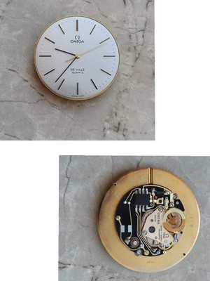 70er Jahre OMEGA CAL. 1342 QUARZ UHRWERK UHREN ZIFFERBLATT 36,5mm FÜR TEILE