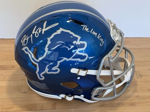 Barry Sanders Insc “Lion King” Signed Flash Full Size Speed Helmet Dual Cert.