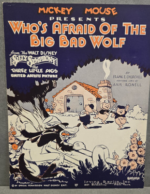 1933 Who's Afraid Of The Big Bad Wolf Sheet Music Three Little Pigs Walt Disney