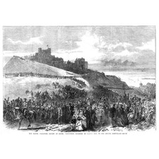 DOVER Metropolitan Volunteer Corps Marching up Castle Hill - Antique Print 1867