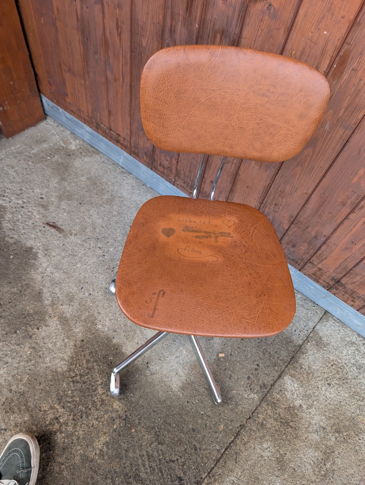 Vintage Office Chair Swivel Chair Vinyl Manager Chair Architects 70er Cognac thumbnail 8