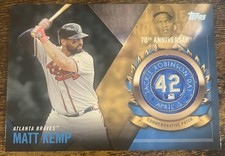 2017 Topps #JRPC-MK Matt Kemp Jackie Robinson Day Logo Patch BRAVES