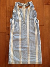 MNG Suit Mango 4 S Nautical Blue White Stripes Dress Racerback Halter Ruffle Zip