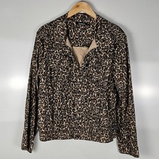 d.jeans leopard denim jacket sz1X button up button up cotton spandex 