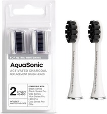 AquaSonic 2-Pack Activated Charcoal Brush Heads - 2 Count Pack of 1 , White