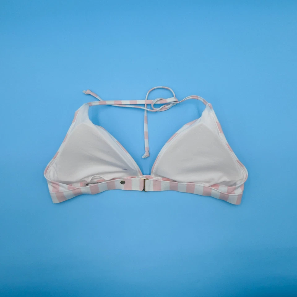 Top de Bikini Victorias Secret XL Blanco Rosa Rayas Halter Acolchado Triángulo Natación VS Foto 4 de 4