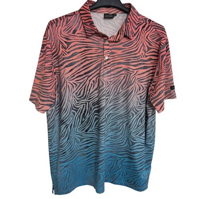 Sunday Swagger Polo Shirt Mens 2XL Zebra stripes Golf Activewear pink blue nice