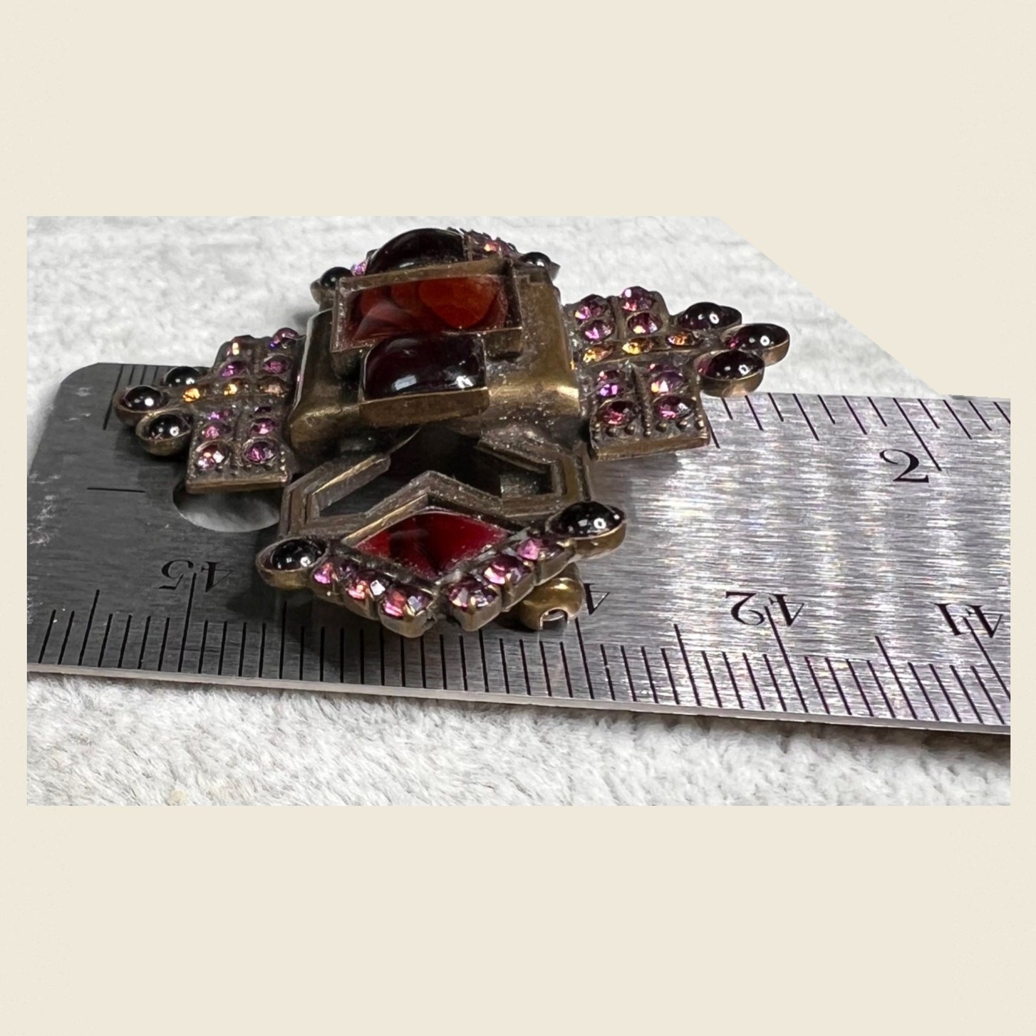 Signed Sorrelli Geometric Statement Brooch Brass … - image 8