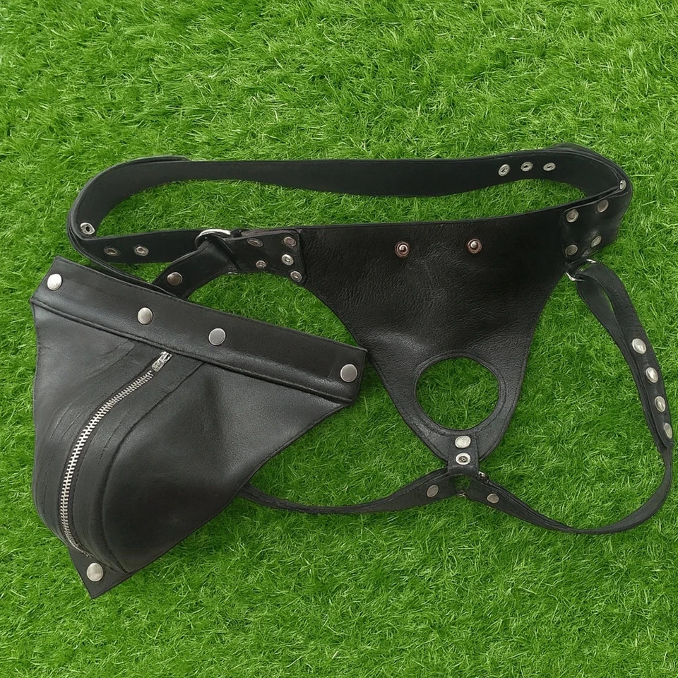 Men's Jock Strap Leather Underwear Jockstrap Briefs Underpants Thong - Image 2 of 4