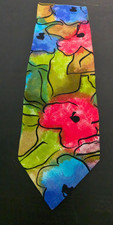 ACT 5 Necktie Vibrant Flowers Rayon Tie USA Made Mens Vintage