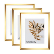 11x14 Picture Frame Gold 3 Pcs set can Display 8x10 Picture with Mat or 11x14...