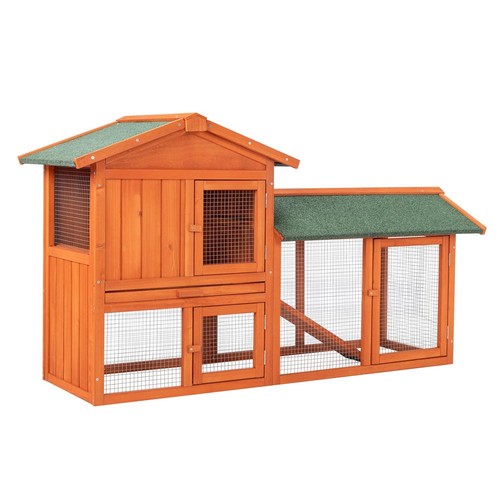 61" Wooden Rabbit Hutch Chicken Coop Small Pet House Bunny Cage w/Ramp Run - Picture 5 of 10