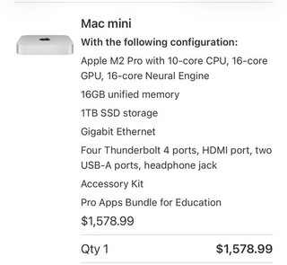 Apple Mac Mini M2 Pro 10 Core CPU 16 Core