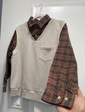 Vintage 90  s Plaid Sleeve Knitted Sweater Vest Size S-M