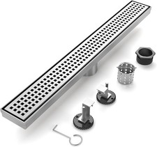 36-Inch Brushed Nickel Linear Shower Drain, 304 Stainless Steel Long Linear D...