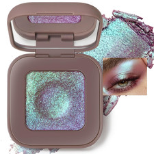 Duochrome Plum Mauve Green Blue Glitter Eyeshadow Palette, Holographic Chameleon