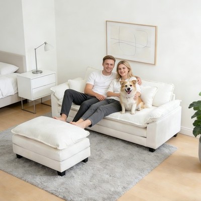 L-Shaped Sofa Modular Sectional Sofas Modern Loveseat w/ Ottoman for Living Room