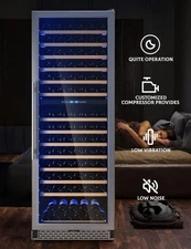 154 Bottles Single Zone Wine Cooler Refrigerator Dual Temperature, Touch Control
