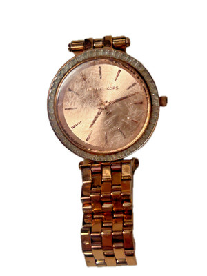 Michael Kors Darci Watch Rose Gold 39mm Women Crystals scratched no battery 6.5''