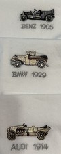 3 Mens white embroidered Cars Cloth Tissue Handkerchief Audi Benz BMW Gearhead
