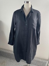 NEW Quince Dress Womens Small Black Linen Shirt Dress Pockets Roll Tab Casual