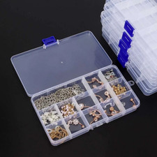 6 P Clear Jewelry Box Plastic Bead Storage Craft Container Earrings Organizer //