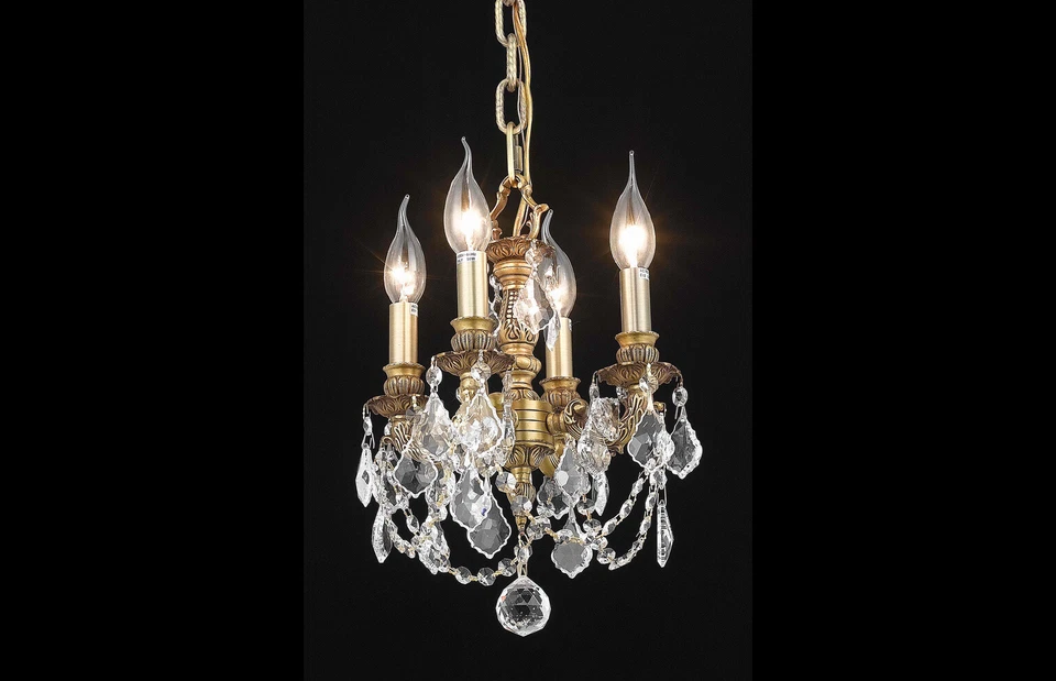 Crystal Chandelier Pendant 4 Light Fixture French Gold Bathroom Bedroom Ceiling - Image 2 of 2