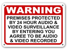 Warning Premises under 24 Hr Audio Video Surveillance home security cctv Signs 