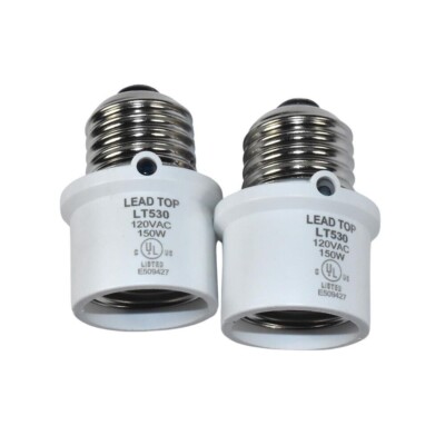 2-Pack Sensor Automatic Dusk to Dawn Light Socket E26 E27 for Outdoor Lighting