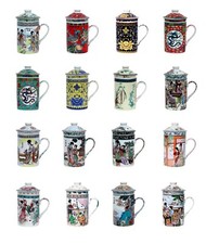 Teetasse 250ml + Deckel + Sieb Becher Porzellan für Losen/Beutel Tee Asia China