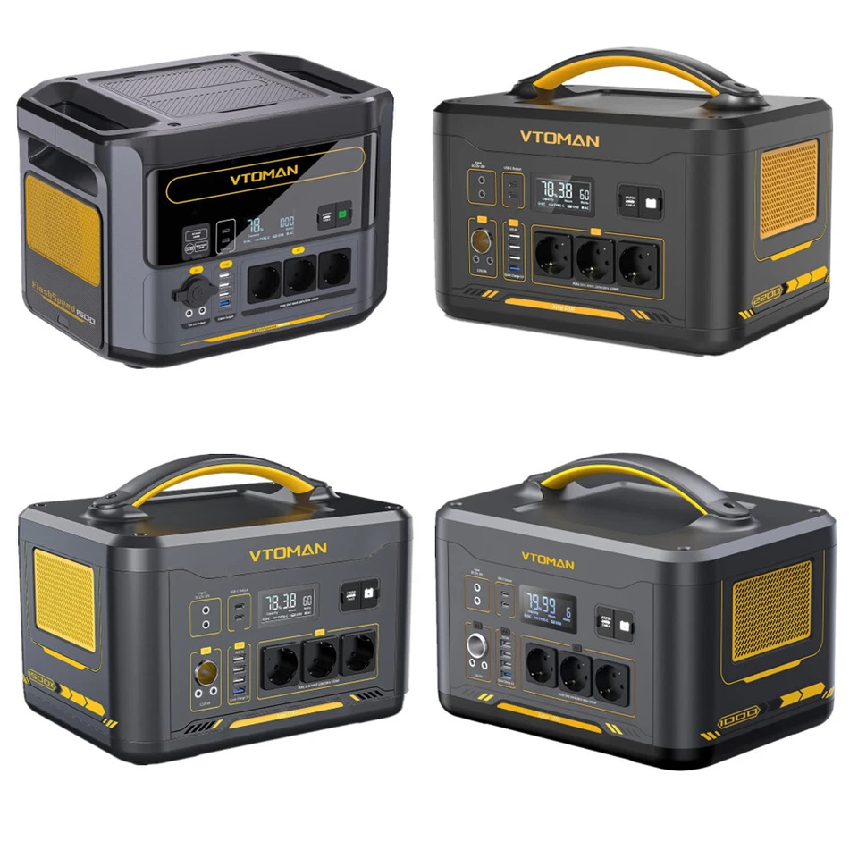 VTOMAN 1500W/2200W Powerstation LiFePO4 Solargenerator für Stromausfall Tragbare