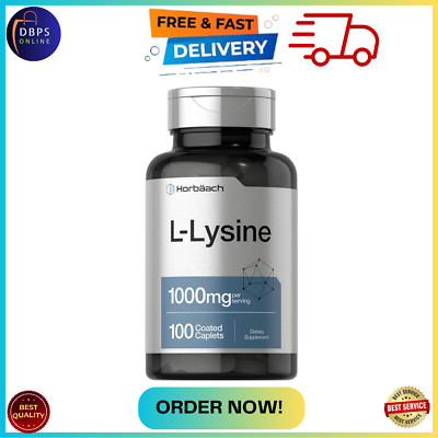 L-Lysine 1000Mg | 100 Coated Caplets | Free Form Dietary Supplement | Vegetarian