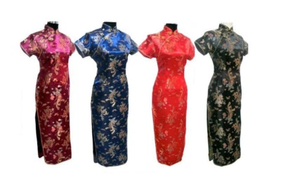 UK Stock Size 6 to 22 Chinese Long Evening Party Vintage Dress Cheongsam Qipao