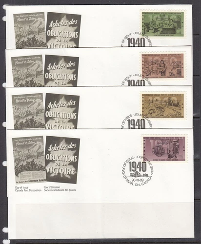Canada Scott 1298-1301 FDC - 1940, World War II