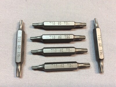 6 NEW T15 & T20 Double Ended Torx Bit Tip S2 Screw Driver 2  Long