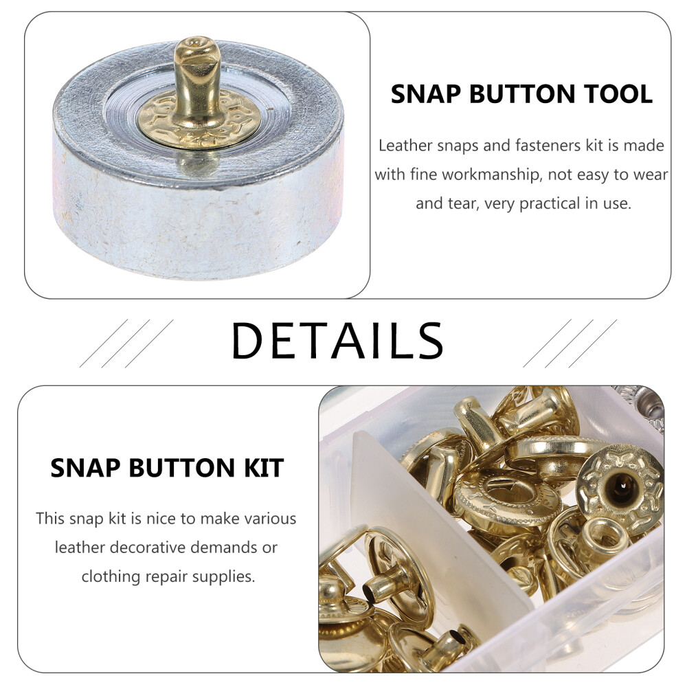 30 Sets Snap Fasteners Kit Button Snaps Fasteners with Punch and Setting Tools