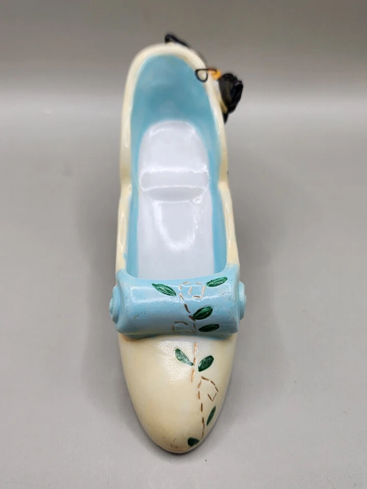 Designer SHOE Figurine Yellow Butterfly High Heel Ceramic Collectible Figurine Foto 2 de 4