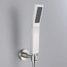 Brushed Nickel Square SUS Hand Held Shower Head Universal Wall Bracket Kit