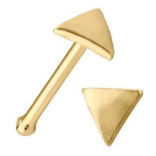 14k Solid Yellow Gold Polished Plain Triangle Design Ball End 22g Nose Bone
