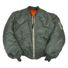 Vintage Military Flyers Man Intermediate Bomber Jacket Green Reversible Size L